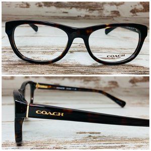 COACH Rectangle Brown Tortoise And Gold Eyeglasses Glasses Frames NWOT